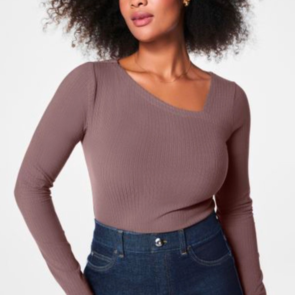 Spanx ribbed asymmetrical tee